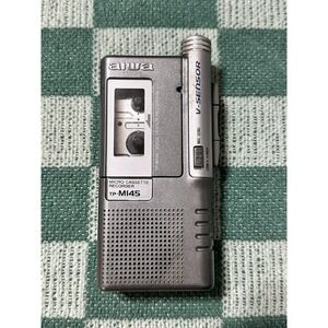 Silver Aiwa TP-M145 Voice-Activated Micro Cassette Tape Recorder Works Fast Ship